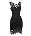 Swiland Women Sleeveless Lace Flora Vintage Black Cocktail Dress for Party