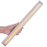 LED Wardrobe Light, LOFTER 27-LED Rechargeable Motion Sensor Closet Light Stick-on Anywhere Wireless Warm White LED Night Light/Cupboard Light/Cabinet Light Bar with 1500mAh Battery