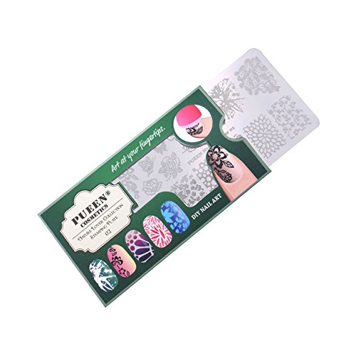 PUEEN Nail Art Stamping Plate - Nature Lover 02 - 125x65mm Unique Nailart Polish Stamping Manicure Image Plates Accessories Kit BH000661