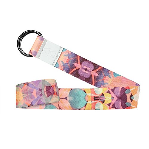 YOGA DESIGN LAB The Yoga Strap Luxurious, Extra Long, Super Soft, Eco Printed | Designed in Bali | Studio Quality, Adjustable | Safely Stretch Further and Hold Longer | 8 ft Long (Kaleidoscope)