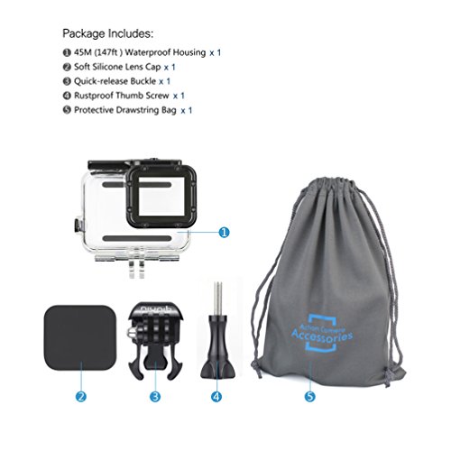 Standard Protective Waterproof Dive Housing Case for GoPro Hero 5/6 Black Action Camera and GoPro Hero 7 Black Cameras - Up to 45 Meters - Protective Lens Removal NOT Needed - Transparent Clear - Thumbnail 6