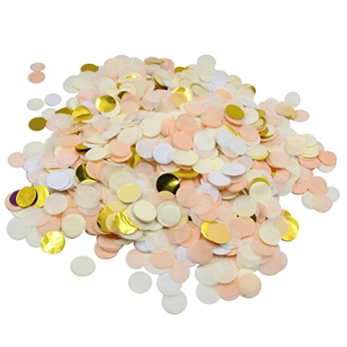 Mybbshower Gold Champagne Wedding Confetti 1 Inch Tissue Paper Circles Pack of 5000 - Thumbnail 2