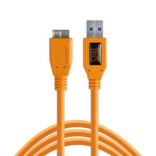 TetherPro USB 3.0 SuperSpeed Micro-B Cable, 15 feet, High-Visibility Orange (Certified Refurbished)
