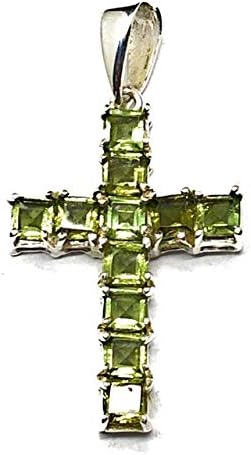 Moldavite Faceted Sterling Silver Cross Pendant