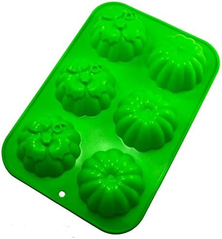 Kakasogo 1 Pcs Newest 6 Cavity 3-D Pumpkin Cake Chocolate Ice Cube Pan Chocolate Ice Cream Soap Silicone Mold Fall Halloween Christmas Party Decor Tool Set(Random Color)