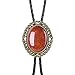MASOP 3D Red Art Deco Stone Gentlemen Vintage Gold Tone Filigree Bolo Tie