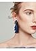 Navy Blue 3 Tier Tassel Earrings Druzy Stone Stud Fringe Dangle Drop Earrings Womens Bohemain Thread Tassel Fashion Earrings