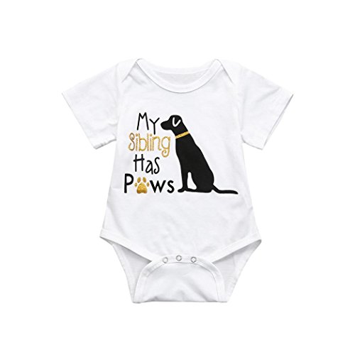 Baby Bodysuit, Infant Funny Onesies Letter Pet Printed - My Sibling Has Paws (White, 3M)