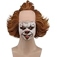 karlery Short Fluffy Brown Curly Horror Pennywise Wig Halloween Cosplay Wig Costume Anime Wig
