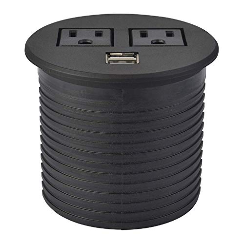 Desktop Power Grommet, Desk Power Socket Outlet with USB Charging Station,Hidden Desk Power Strip with 6 ft Heavy Duty Power Cord（18 AWG 10A 125V） Aluminum Alloy Surface - Thumbnail 3