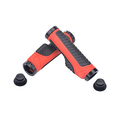 Zukam MTB BMX Bicycle Handlebar Grips Taps Ergonomic Design Widen Holding Surface Double Lock on olding Surface Double Lock on Anti-slip (Red/Black)