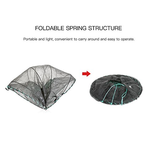 RUNACC Folded Fishing Net Trap, Portable Zipper Bait for Shrimp Carp Crayfish Crab Baits Cast Mesh Trap, 23.6 x11.8 inches (23.6" x 11.8")
