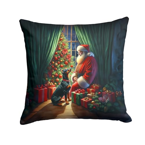Caroline's Treasures Doberman Pinscher and Santa Claus Throw Pillow Machine Was…