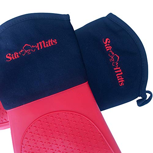 Red Silicone Pot Holder Oven Mitts - 1 Pair of Extra Long Professional Heat Resistant Pot Holder & Baking Gloves - Food Safe, BPA Free FDA Approved With Soft Inner Lining - Thumbnail 4