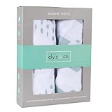 Ely's & Co. Bassinet Sheet Set 2 Pack 100% Jersey Cotton for Baby Girl and Baby Boy Sage Green Diamond Design (Bassinet)