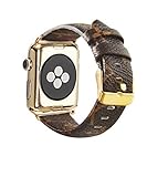 GUVCYO Compatible Apple Watch Band 38mm 40mm Fashion Leather iWatch Sport Series 4 Series 3 2 1 Strap Replacement for Women Men Metal Buckle (Brown 38mm L)