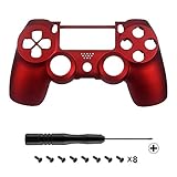 eXtremeRate Red Soft Touch Replacement Shell Front Faceplate Cover for PlayStation 4 PS4 Controller Generation 1 and Generation 2