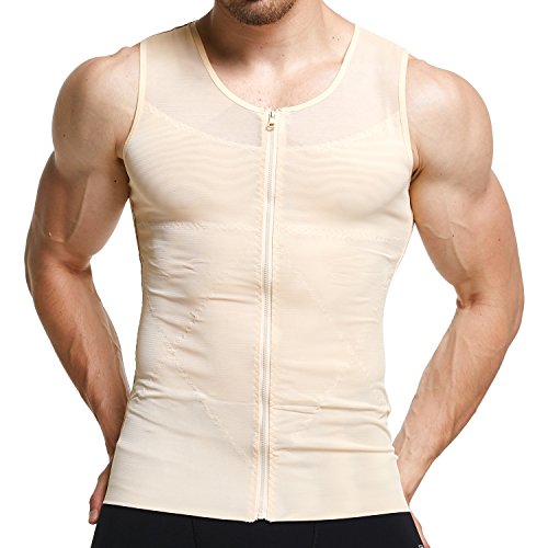 GKVK Men's Slimming Shirt Body Shaper Tank Top Front Zipper Corset Vest