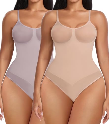 TDIFFUN Women 2 PK Shapewear Bodysuit Tummy Control