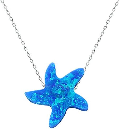 Start Opal Stone Pendant with Sterling Silver Chain Necklace Pentgram Opal Jewelery for Women