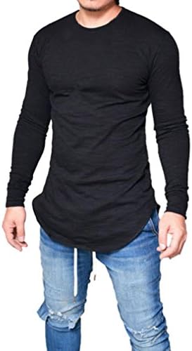Men Blouse, Neartime Slim Fit O Neck Long Sleeve Muscle Tee T Shirt Casual Tops (M, Black)