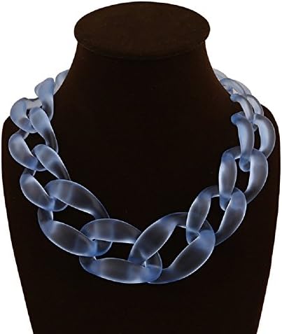 Jewelrydress Women Fashion Acrylic Twist Collar Chunky Choker Statement Chain Necklace Transparent Blue