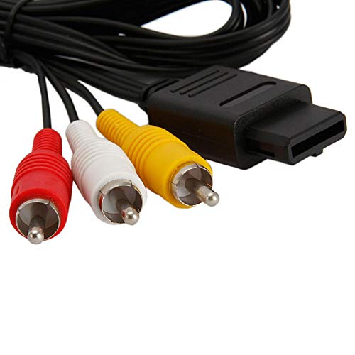Urnanal 6FT AV TV Video Cord Cable Adapter Line, for Nintendo 64/NGC/SFC Game Cube Black,with Standard N64 Input Connector, Video Output Connector and 2 Audio Output Connectors