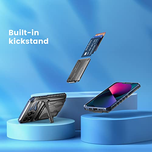 Dawngrey Card Holder Compatible with iPhone 13 Pro Detachable Wallet Case for Slot Kickstand Heavy Duty and Camera Shockproof Protection Phone case ID Cash Credit Cards Pocket. 6.1 inch (Blue)