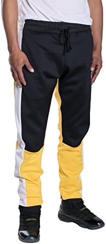 UBLA Mens Color Block Track Pants Ankle Zipper Techno Poly Side Stripe Biker Joggers