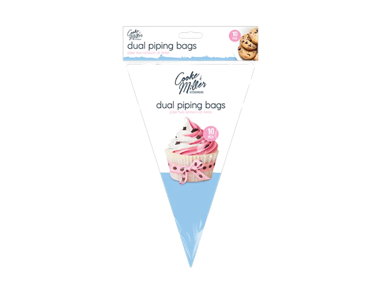 Pink & White Plastic Dual Piping Icing Bags, Pack of 10 (30 cm x 28.5 cm) - Pipe Two Colours at Once, Ideal for Home Baking & Professional Use