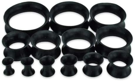 2x PAIR SuperFlex Black Silicone Lightweight Ear Flesh Body Tunnels 4mm- 30mm UK