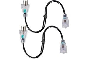 TTQ 2PCS Thermostat Controlled Extension Cord,32°F(0 Degree) Auto On/50°F(10 Degree) Thermostat Controlled Outlet for Heat Cable Controller,Compatible with Any Outdoor Thermostat Plug Outlet