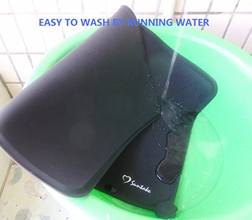 Suntake 2Packs Dog Food Mats, Silicone Dog Cat Bowl Mat Non Stick Pet Food Water Feeding Mats Placemat Cushion (Black)