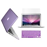 TopCase 15-Inch Macbook Pro A1398 with Retina Display 3-in-1 Bundle Crystal Purple Hard Case Cover with Matching Color Soft Silicone Keyboard Cover,LCD HD Clear Screen Protector (LATEST VERSION / No DVD Drive / Release June 2012) and TopCase Mouse Pad