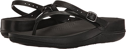 Fitflop womens flip leather back-strap all black sandal…