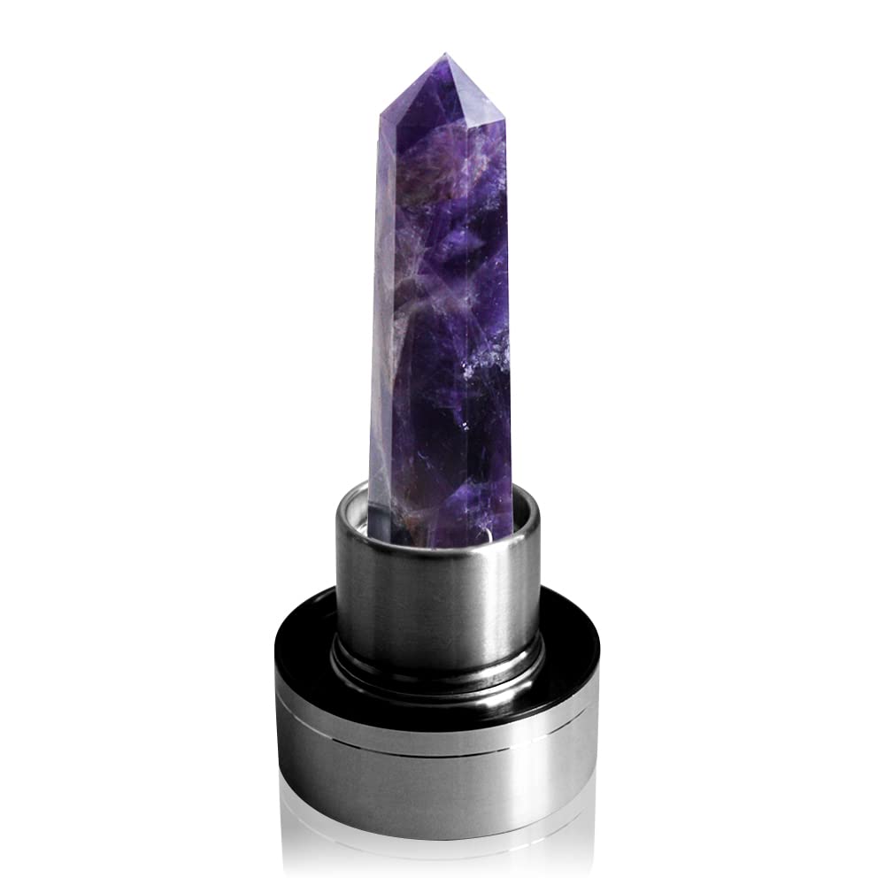 Tyuodna Crystal Water Bottle, Removable Natural Crystal Quartz Glass Water Bottle, Healing Natural Quartz Water Bottle, Portable Proof Leak Gemstone Bottle 550ml (Amethyst)