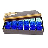 Floral Scented Bath Soap Rose Flower Petals,JIALEEY Plant Essential Oil Rose Soap Set Guest Soap shaped Petals Best Gifts Ideas for Her Women Teens Girls Mom Birthdays, 18 PCS Blue