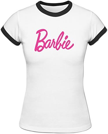 ZIYANG Women's Barbie Graphic Printed Ringer T Shirt S White