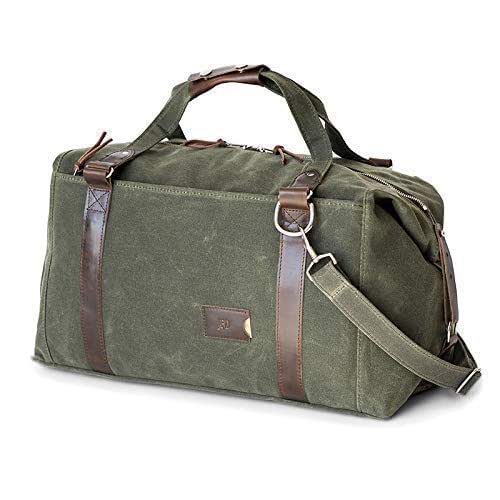 Waxed Canvas Weekender Duffle Bag Personalized, Expandable