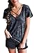Womens Deep V Neck Criss Cross Front Camo T Shirt Casual Tee Tops XL Camo