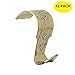 Set of 12 Solid Brass Moulding Picture Hooks Hangers Heavy Duty Rail Hanging Hook Polished Lacquered Finish