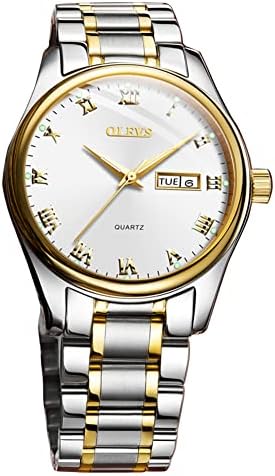 OLEVS Men Watches Stainless Steel Roman Numerals Waterproof Analog