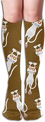 Cat Scratching Wall Cartoon Women's Unisex 3D Printing Stockings Compression Knee High Socks