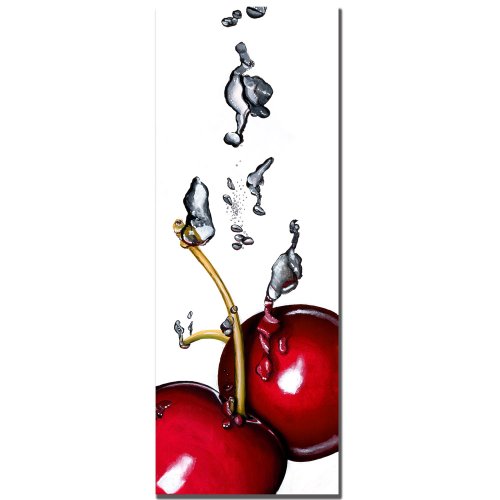 Trademark Fine Art Cherry Splash II by Roderic Stevens Canvas Wall Art, 12x32-Inch