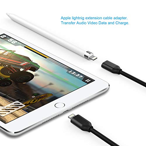 EMATETEK Extender Connector Cord Pass Video Audio Data and Charging. Female to Male Port 3Feet Black Extension Cable Made of Aluminum and PVC. - Thumbnail 2