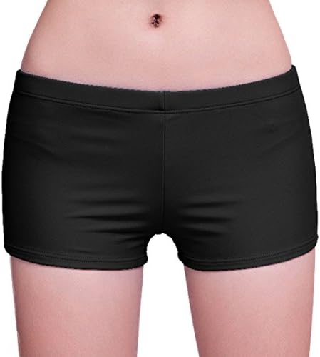 Women's Basic High Waisted Boy Short Swim Bikini Bottom with Liner (m, black)