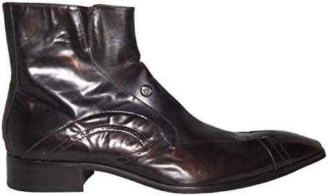 3248 Italian Mens Metal Brown Ankle Boots with Design