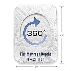MATBEBY Bedding Quilted Fitted Twin Mattress Pad
