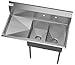 KoolMore 2 Compartment Stainless Steel NSF Commercial Kitchen Prep & Utility Sink with Drainboard - Bowl Size 12