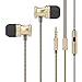 Uiisii US80 In Ear Headphones Sport Earbuds with Mic Stereo Bass 3.5mm Jack for Apple iOS and Android Smartphones PC Tablet(Gold)